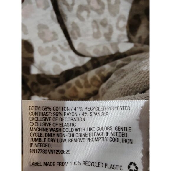Knox Rose Mixed Media French Terry Leopard High Low Long Cinched Sleeve Top M Nw - Picture 9 of 9
